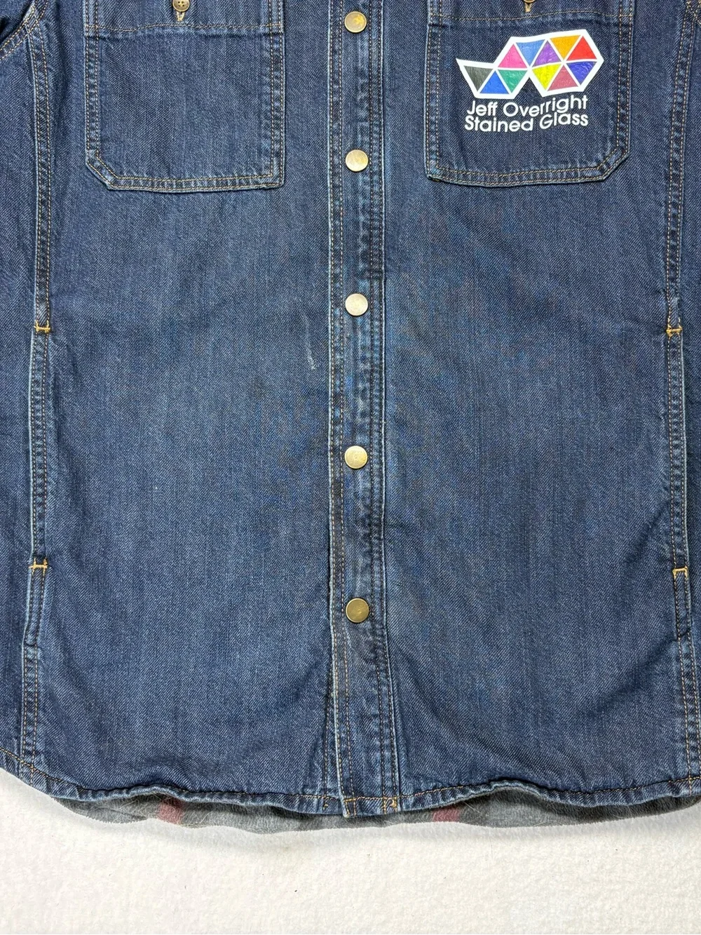 Men’s Carhartt Relaxed Fit Denim Fleece Lined Snap Shirt Jacket Medium TJ-5605-M